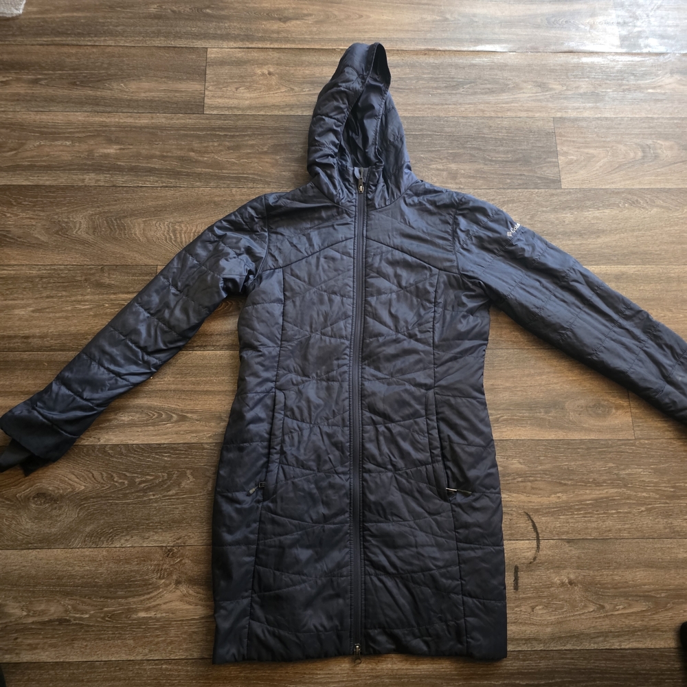 Women's Columbia Long Quilted Hooded Coat - Navy